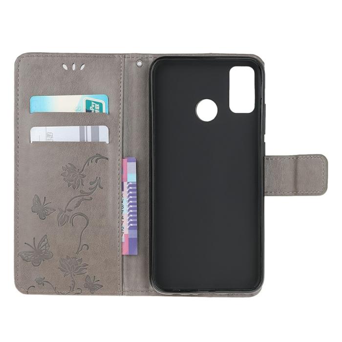 Bild 5, Motorola Moto G10/G20/G30 - Tryckt Flower/Butterfly Fodral - Grå