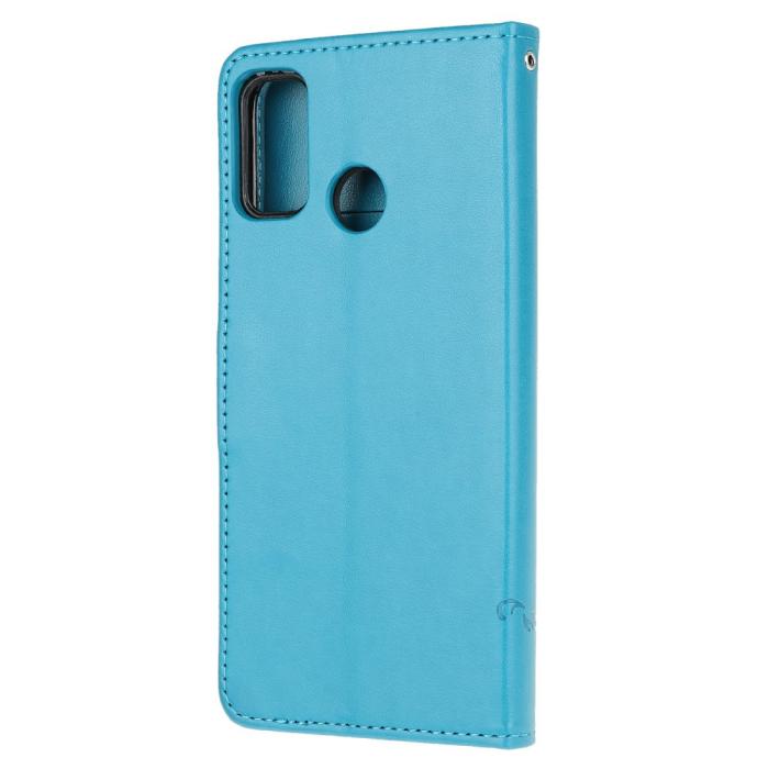 Bild 3, Motorola Moto G10/G20/G30 - Tryckt Flower/Butterfly Fodral - Blå
