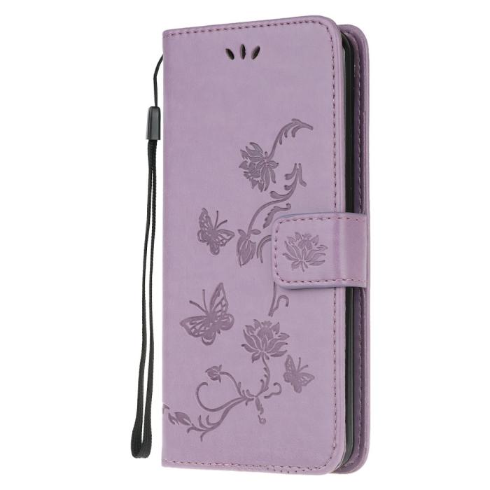 Bild 2, Motorola Moto G10/G20/G30 - Tryckt Flower/Butterfly Fodral - Lila
