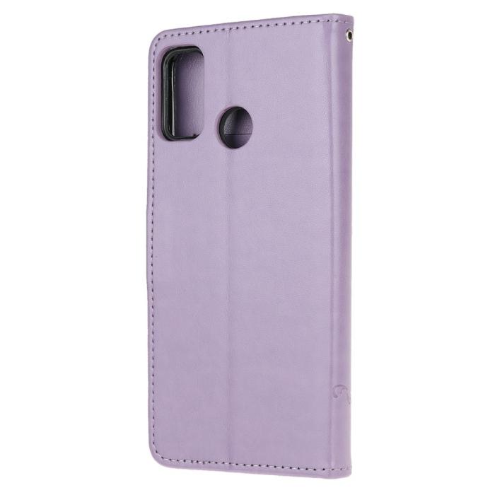 Bild 3, Motorola Moto G10/G20/G30 - Tryckt Flower/Butterfly Fodral - Lila