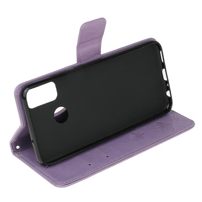 Bild 4, Motorola Moto G10/G20/G30 - Tryckt Flower/Butterfly Fodral - Lila