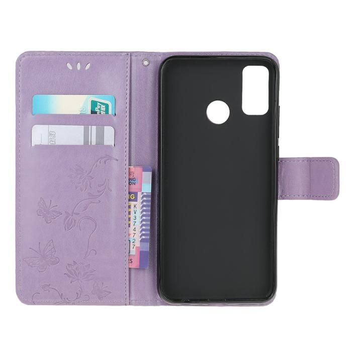 Bild 5, Motorola Moto G10/G20/G30 - Tryckt Flower/Butterfly Fodral - Lila