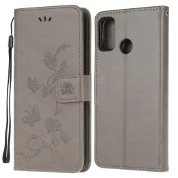 Motorola Moto G10/G20/G30 - Tryckt Flower/Butterfly Fodral - Grå