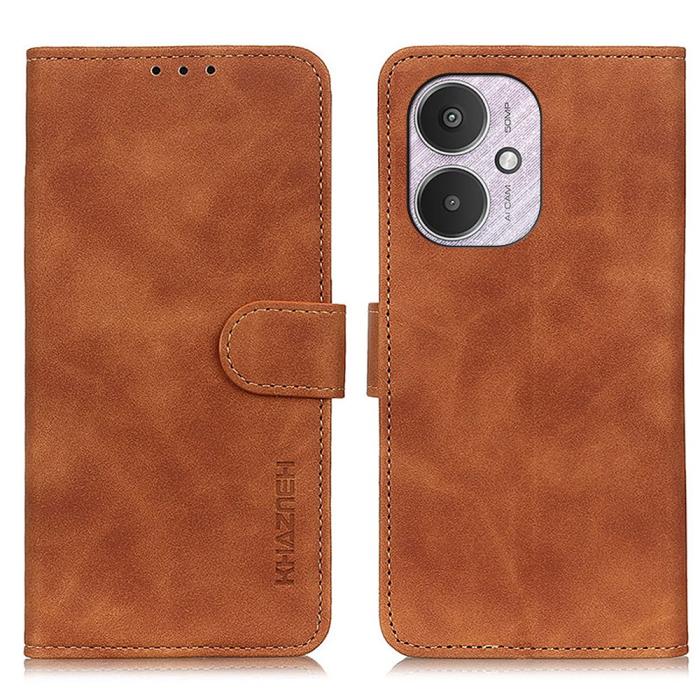 Bild 1, KHAZNEH Xiaomi Redmi 13C 4G Fodral Retro Läder Brun