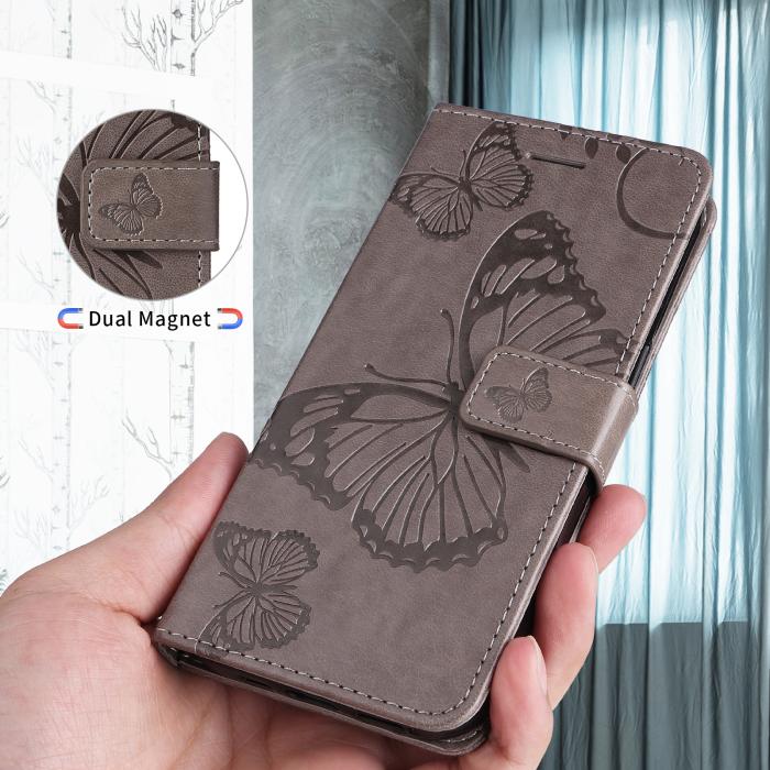 Bild 6, Motorola Moto G86 Power/G86 5G Fodral Fjäril Tryck Grå