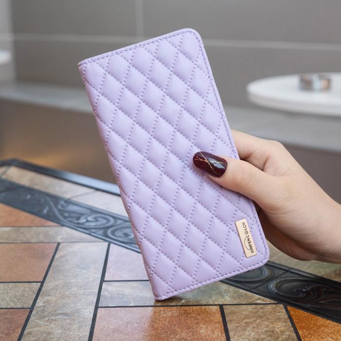 Bild 6, iPhone 15 Fodral Diamond Flip Läder Lila