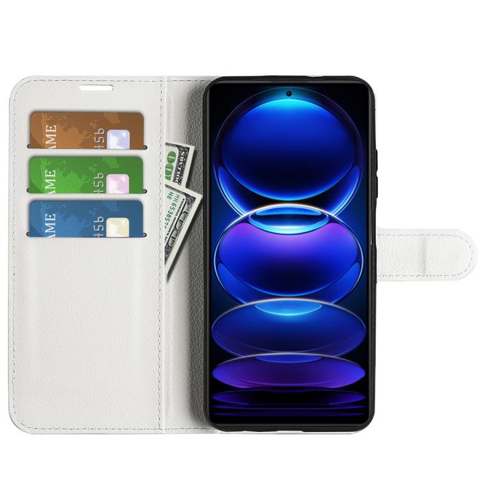 Bild 2, Xiaomi Redmi Note 12 Pro 5G Fodral Litchi Läder Vit