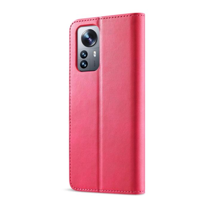 Bild 3, LC.IMEEKE Xiaomi 12 Pro Fodral Läder Röd/Rosa