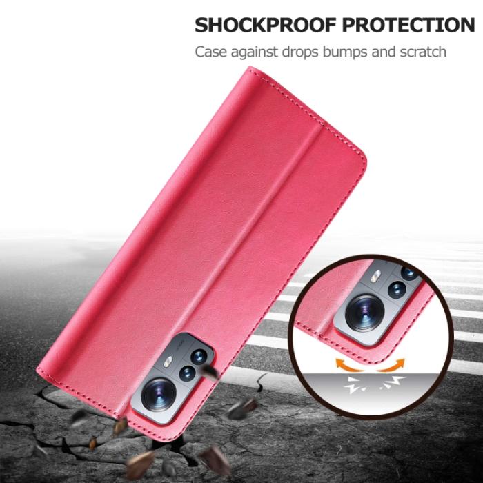 Bild 4, LC.IMEEKE Xiaomi 12 Pro Fodral Läder Röd/Rosa