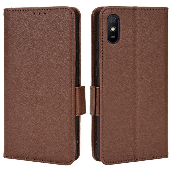 Bild 1, Xiaomi Redmi 9A / 9AT Fodral Litchi Textur Brun
