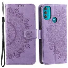 Motorola Moto G71 Fodral Mandala Läder Lila
