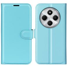 Xiaomi Redmi 14C Fodral Litchi L&auml;der Bl&aring;