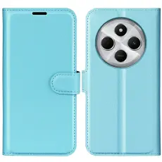 Xiaomi Redmi 14C Fodral Litchi L&auml;der Bl&aring;