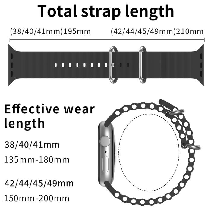 Bild 5, Apple Watch 41/40/38 mm Armband Ocean Wave Svart