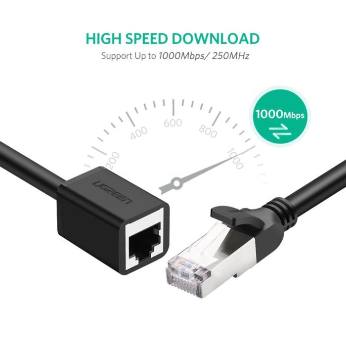Bild 5, UGREEN 3m RJ45 Cat6 Förlängningskabel LAN Hane - Hona Svart