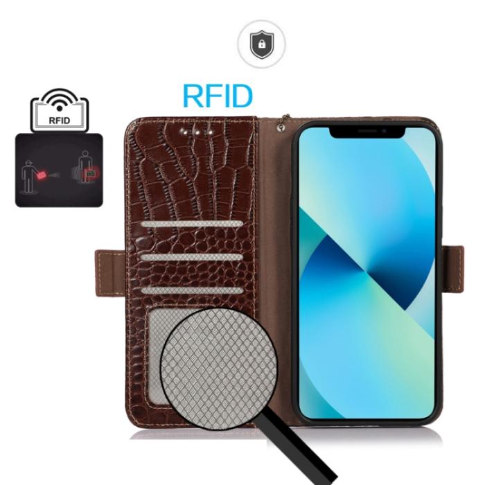 Bild 4, Xiaomi 13 Pro 5G Fodral Krokodil Textur Brun