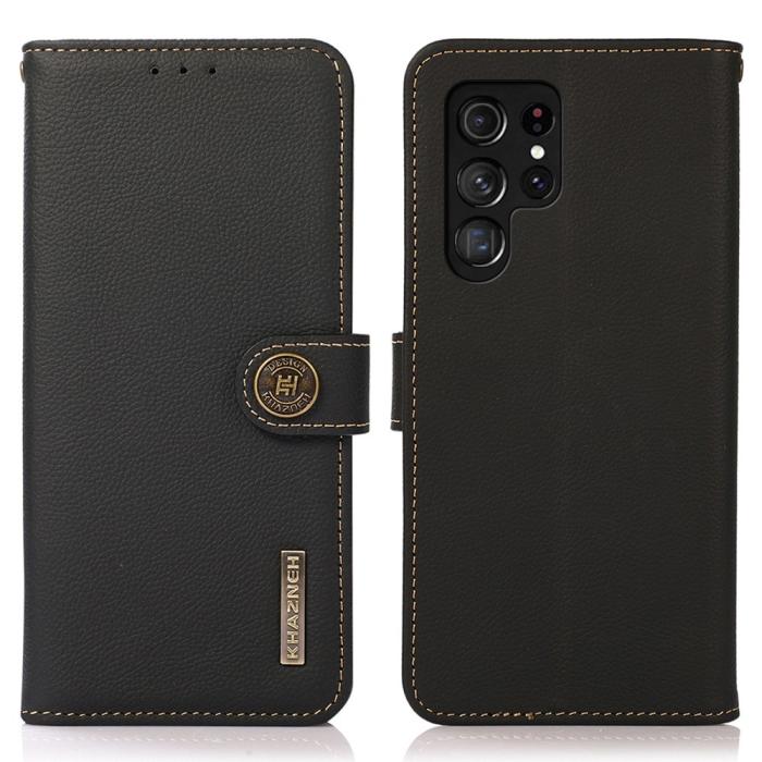 Bild 1, KHAZNEH Galaxy S23 Ultra Fodral RFID Äkta Läder Svart