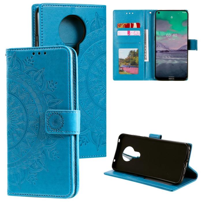 Bild 1, Nokia 3.4 - Mandala Läder Fodral - Blå
