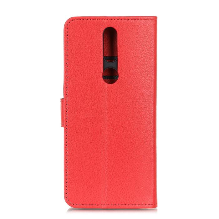 Bild 3, Nokia 2.4 - Litchi Läder Fodral - Röd