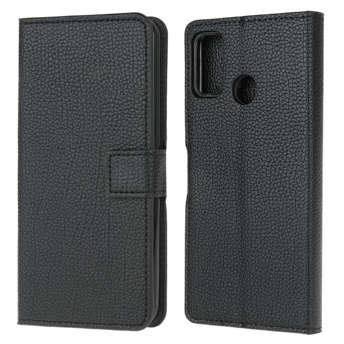 Bild 1, Motorola Moto G10/G20/G30 - Litchi Läder Fodral - Svart