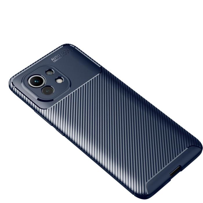 Bild 2, Xiaomi Mi 11 - Kolfiber Textur Skal - Blå