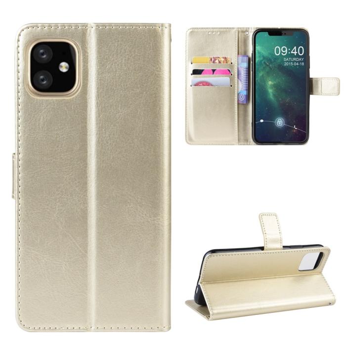 Bild 1, iPhone 11 - Plånboksfodral Crazy Horse - Guld