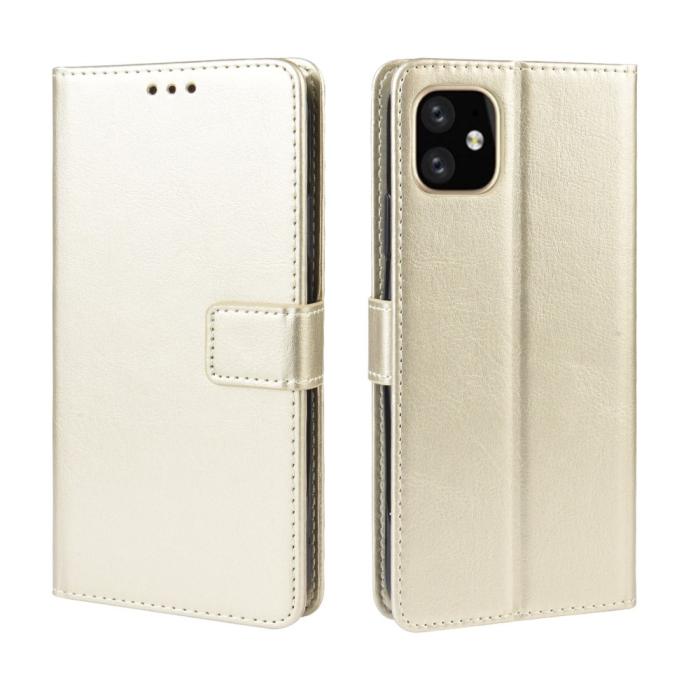 Bild 2, iPhone 11 - Plånboksfodral Crazy Horse - Guld