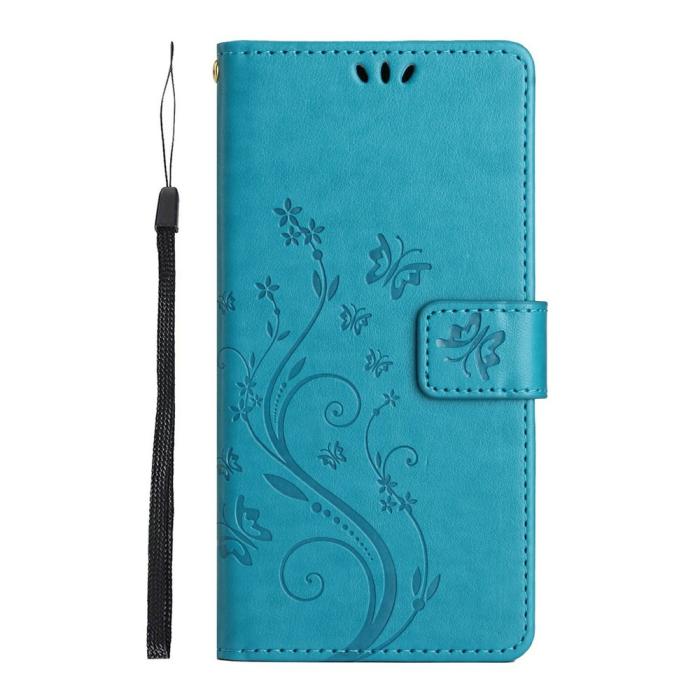 Bild 5, Samsung Galaxy A27 5G Fodral Blommor/Fjärilar Blå