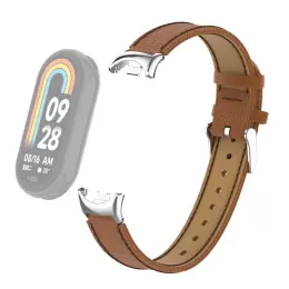 Xiaomi Smart Band 9/8 Armband Äkta Läder Litchi Brun