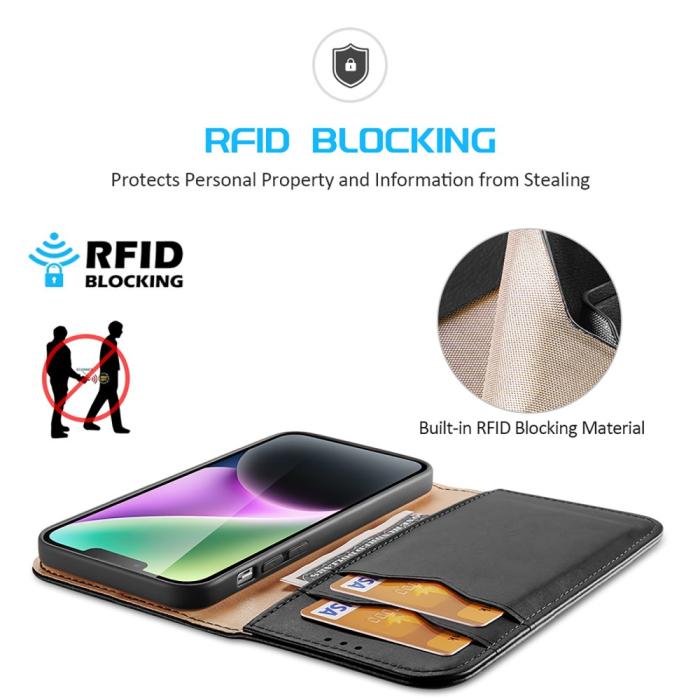 Bild 4, DUX DUCIS iPhone 15 Fodral Hivo RFID Läder Svart