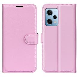 Xiaomi Redmi Note 12 Pro 5G Fodral Litchi Läder Ljus Rosa