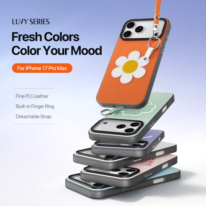 Bild 4, DUX DUCIS iPhone 17 Pro Max Skal PU-Läder Prästkrage Orange