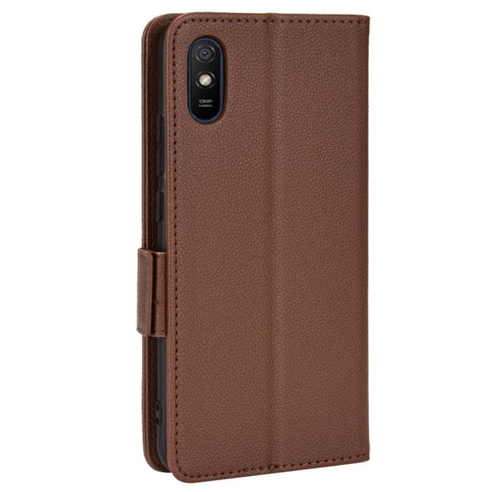 Bild 3, Xiaomi Redmi 9A / 9AT Fodral Litchi Textur Brun