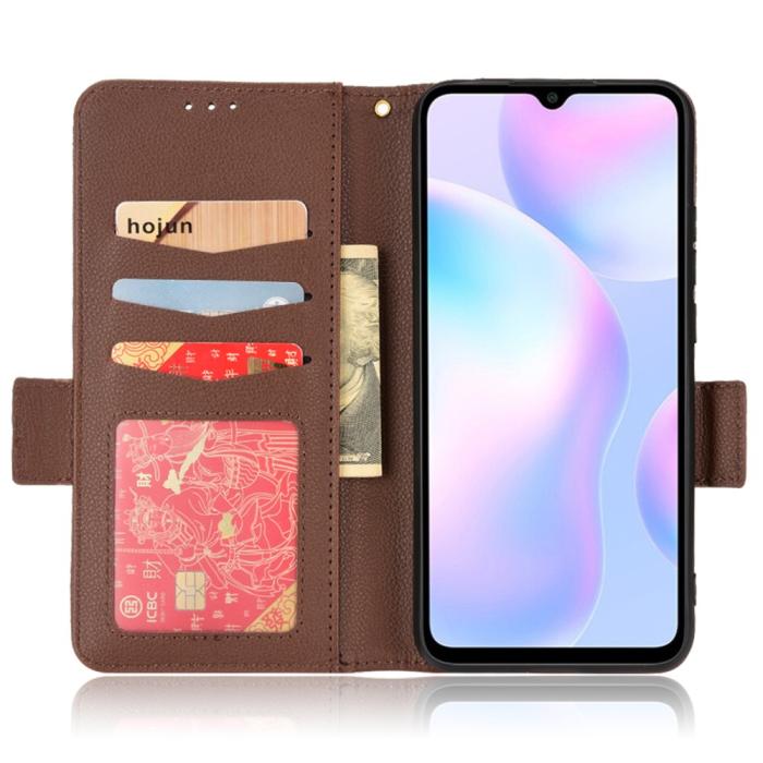 Bild 4, Xiaomi Redmi 9A / 9AT Fodral Litchi Textur Brun