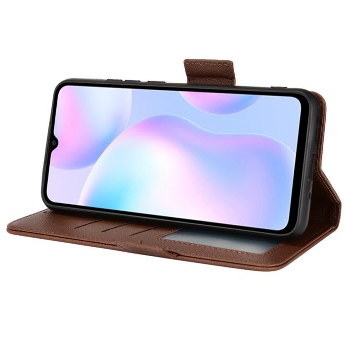 Bild 5, Xiaomi Redmi 9A / 9AT Fodral Litchi Textur Brun