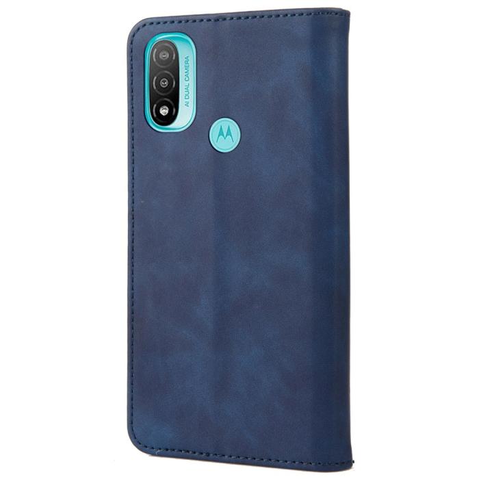 Bild 3, Motorola Moto E20 / E40 Fodral Flip Skin Touch Blå