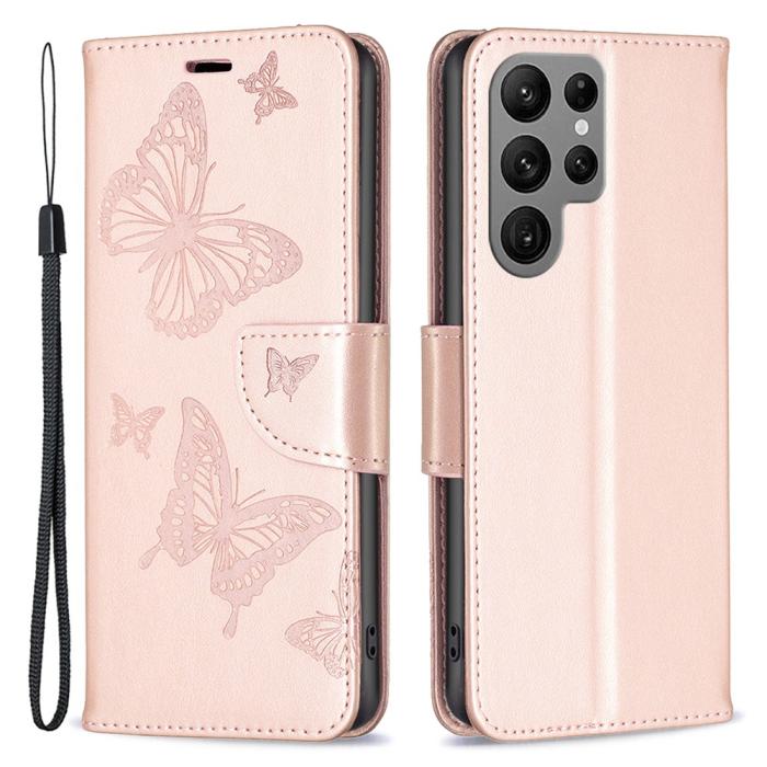 Bild 1, Galaxy S24 Ultra Fodral Med Fjäril Tryck Roséguld