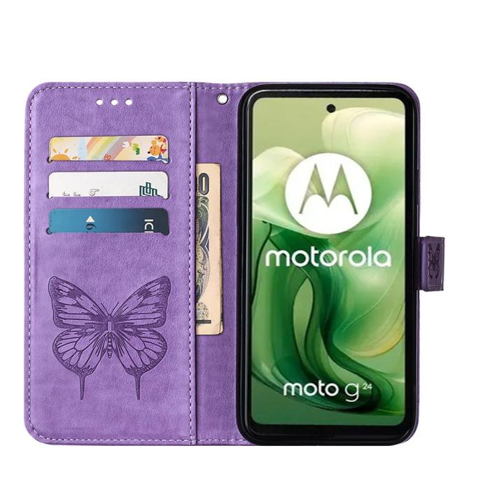 Bild 2, Motorola Moto G04 4G/G24 4G Butterfly Fodral Lila