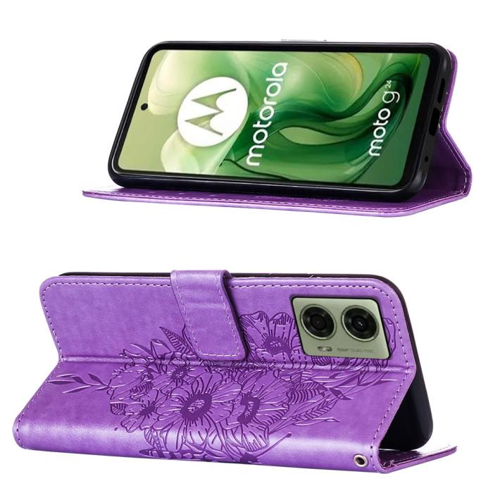 Bild 3, Motorola Moto G04 4G/G24 4G Butterfly Fodral Lila