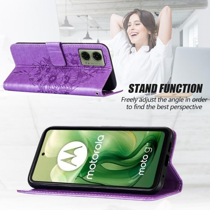 Bild 6, Motorola Moto G04 4G/G24 4G Butterfly Fodral Lila