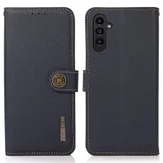 KHAZNEH Samsung Galaxy S26 Fodral &Auml;kta L&auml;der Bl&aring;