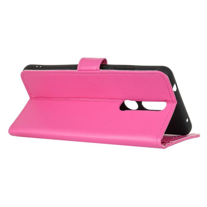 Bild 4, Nokia 2.4 - Litchi Läder Fodral - Rosa