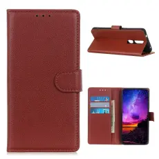 Nokia 2.4 - Litchi L&auml;der Fodral - Brun