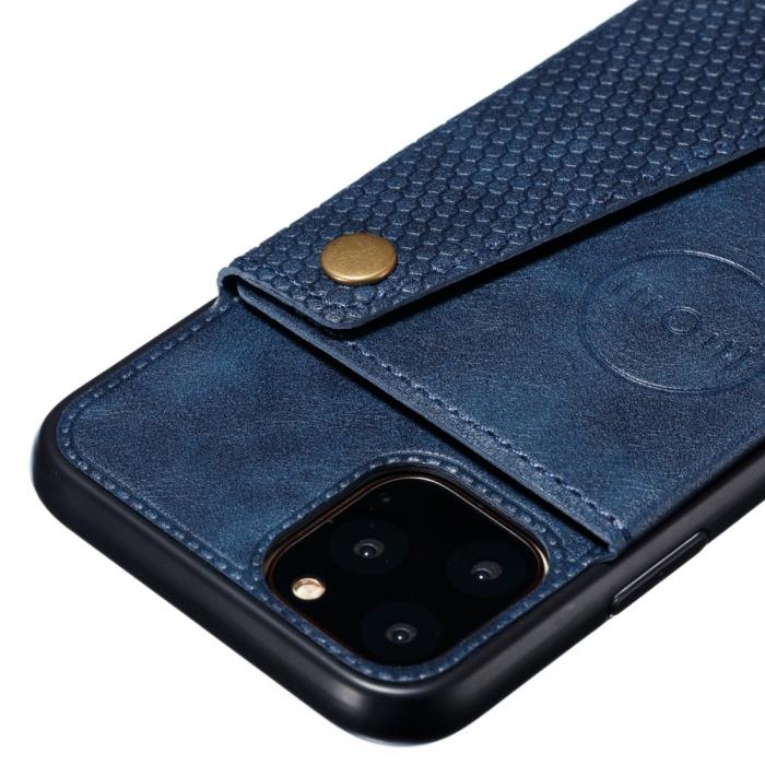 Bild 4, iPhone 12 Pro Max - Läder Skal Med Kortfack Och Magnet - Blå