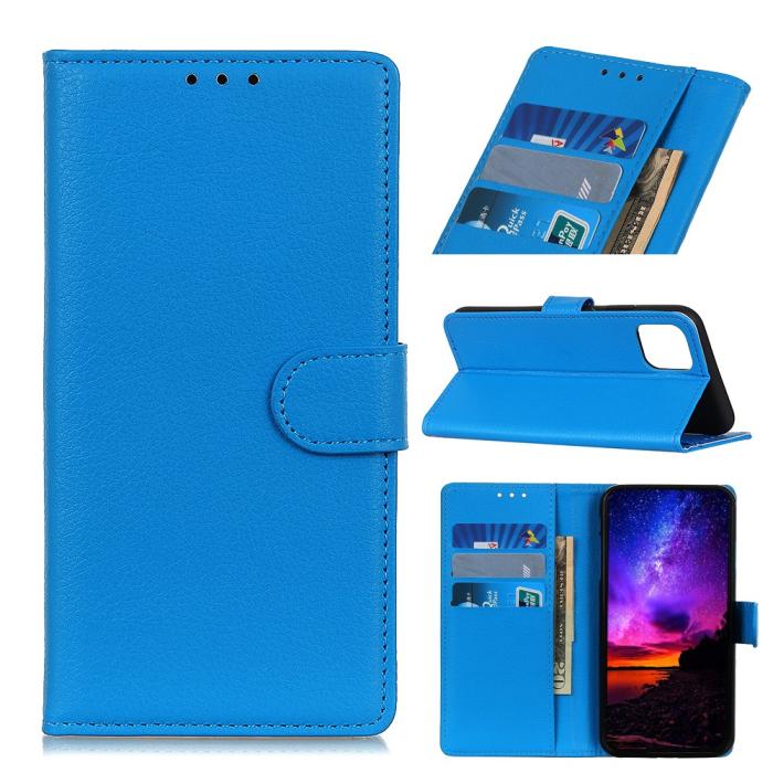 Bild 1, Xiaomi Mi 11 - Litchi Läder Fodral - Blå