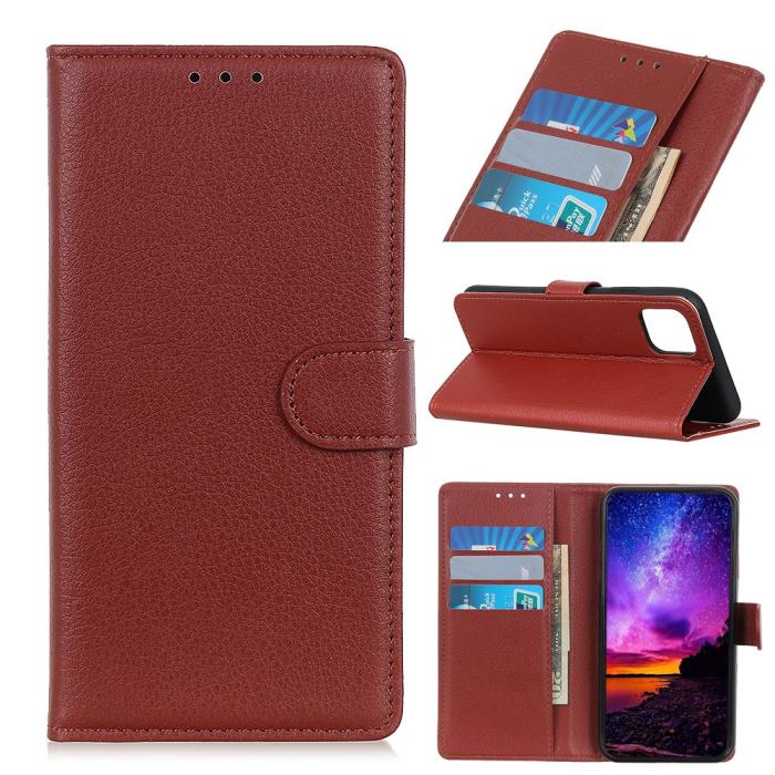 Bild 1, Xiaomi Mi 11 - Litchi Läder Fodral - Brun