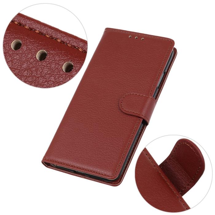 Bild 3, Xiaomi Mi 11 - Litchi Läder Fodral - Brun