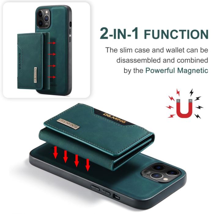Bild 5, iPhone 13 - DG.MING 2in1 Skal Magnetisk Avtagbart Kortfack - Grön