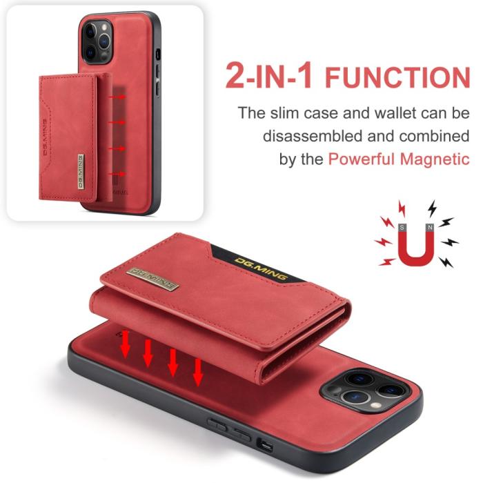 Bild 5, iPhone 13 - DG.MING 2in1 Skal Magnetisk Avtagbart Kortfack - Röd
