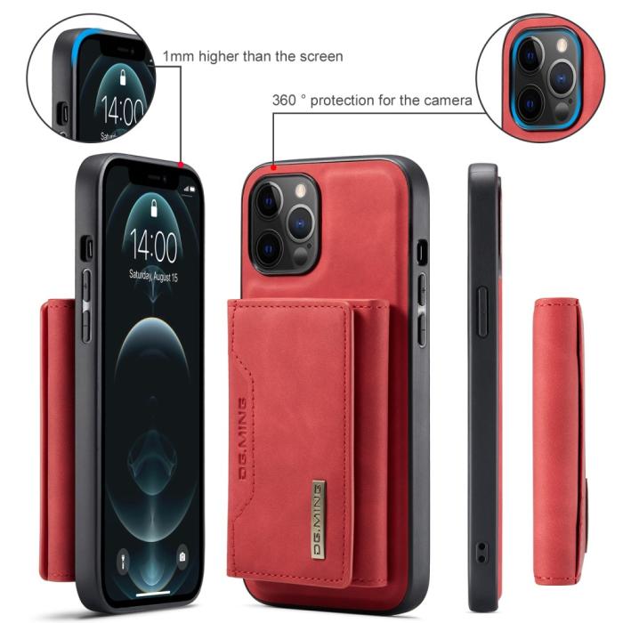 Bild 6, iPhone 13 - DG.MING 2in1 Skal Magnetisk Avtagbart Kortfack - Röd